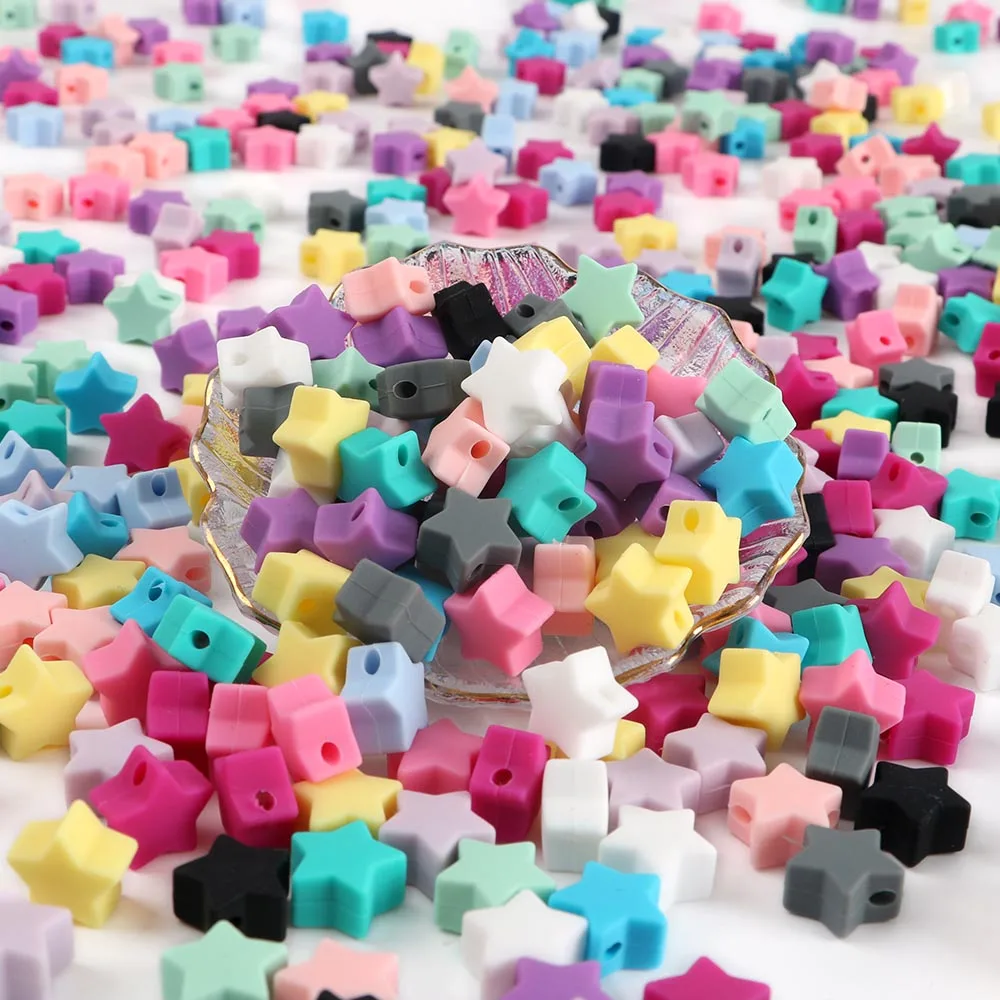 Sunrony 30pcs/Lot Mini Star Silicone Beads For Jewelry Making Bulk Bead DIY Necklace Bracelets Keychain Handmade Accessories