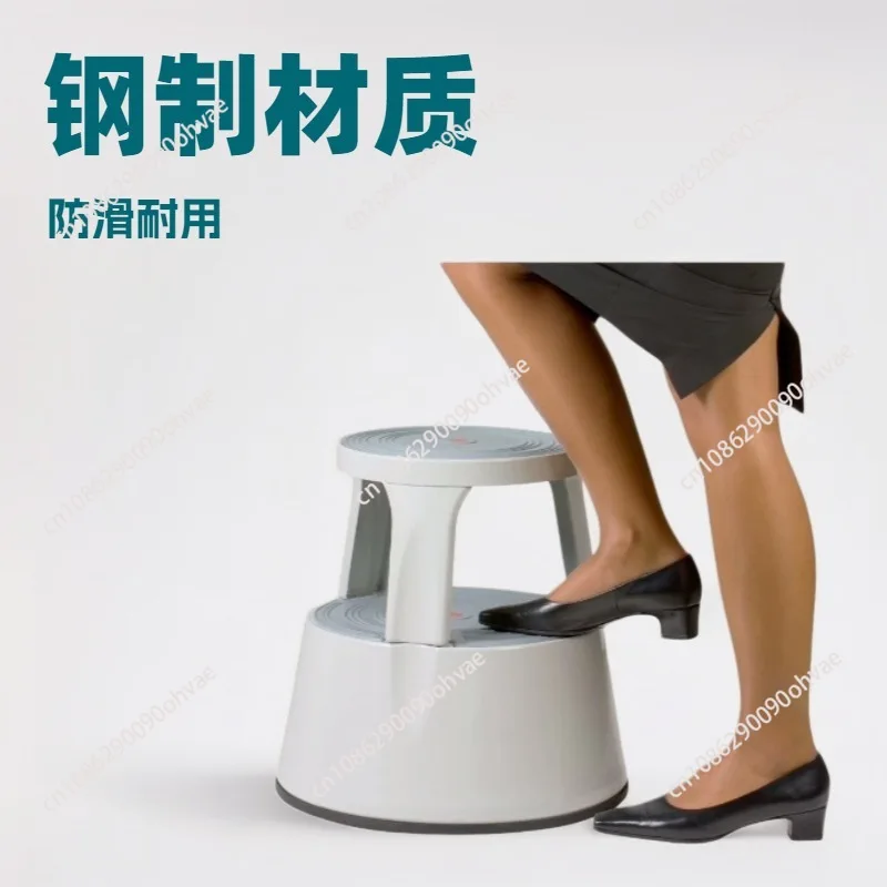 Movable steel plastic climbing stools picking up and storing stools two-step footstool circular stool iron book stool