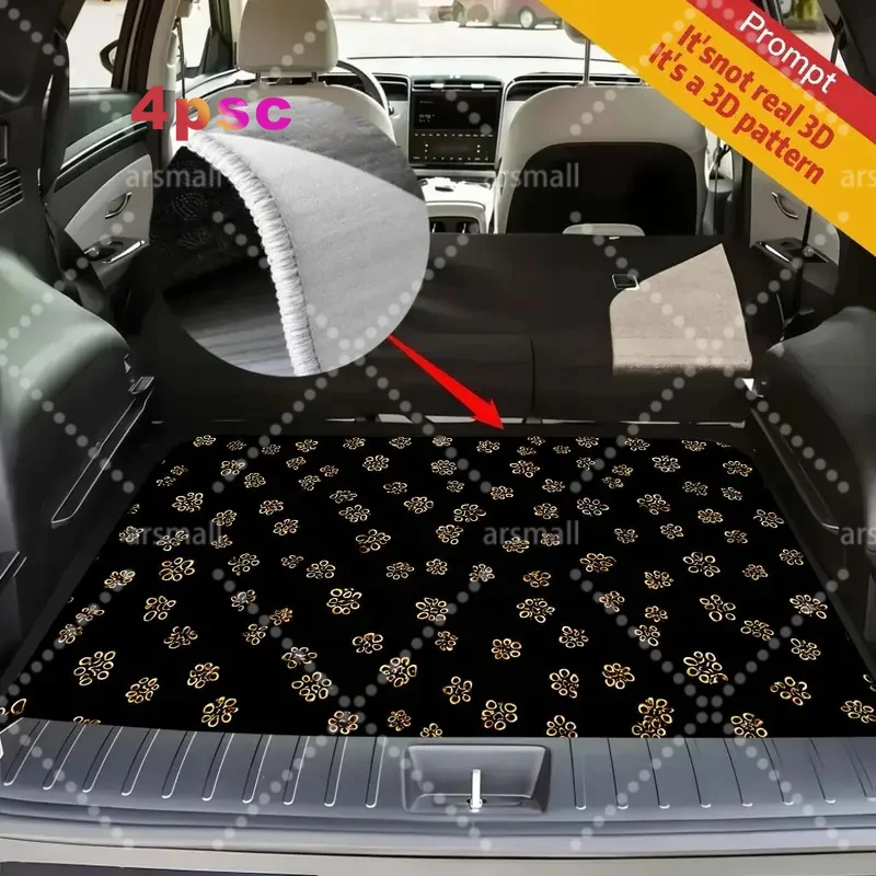 1pc Stylish Black Flower Design Car Mat - Made For Multi-Purpose Use, Great For And Suvs, Improves Your Vehicle'S Interior With