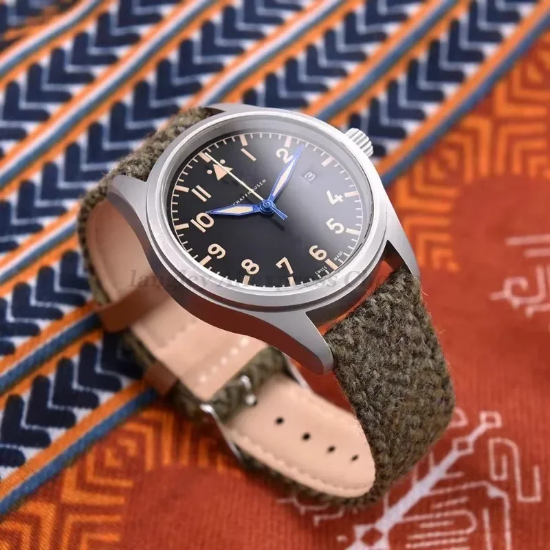 Genuine Leather Nylon WatchBand 18mm 20mm 22mm Vintage Tweed Canvas Bracelet Quick Release Strap Men Women Replacement Wristband image 4