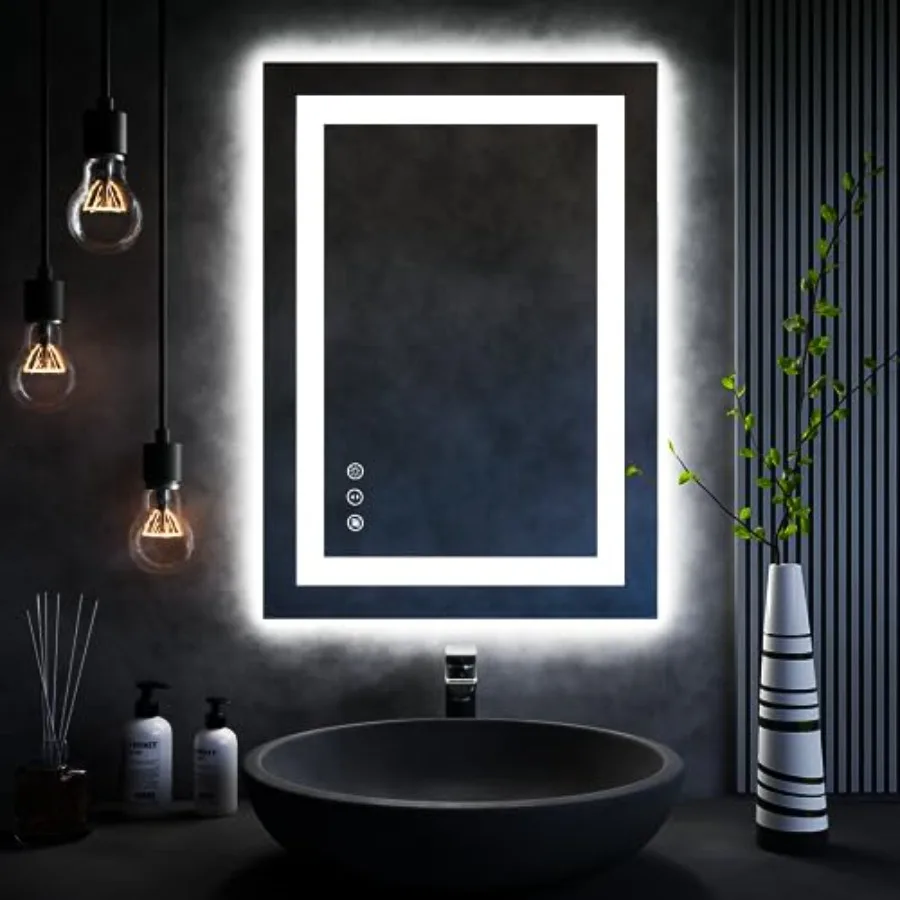 

ISKM 20'' x 28'' LED Mirror for Bathroom Lighted Vanity Mirror for Wall Front Lights + Backlit LED Bathroom Mirror Anti-Fog Tem