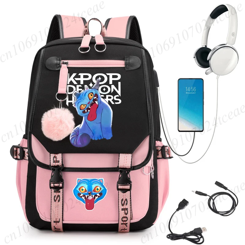 

KPop Demon Hunters Derpy Tiger Teenagers Backpack Bags KPop Demon Hunters Derpy Tiger Schoolbag Backpacks Back To School Bags