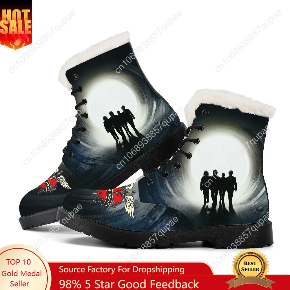 

Bon American Jovi Plush Boots Singer Rock Band Mens Womens Teenager Shoes Casual Boot Light High Quality Couple Customize Shoe