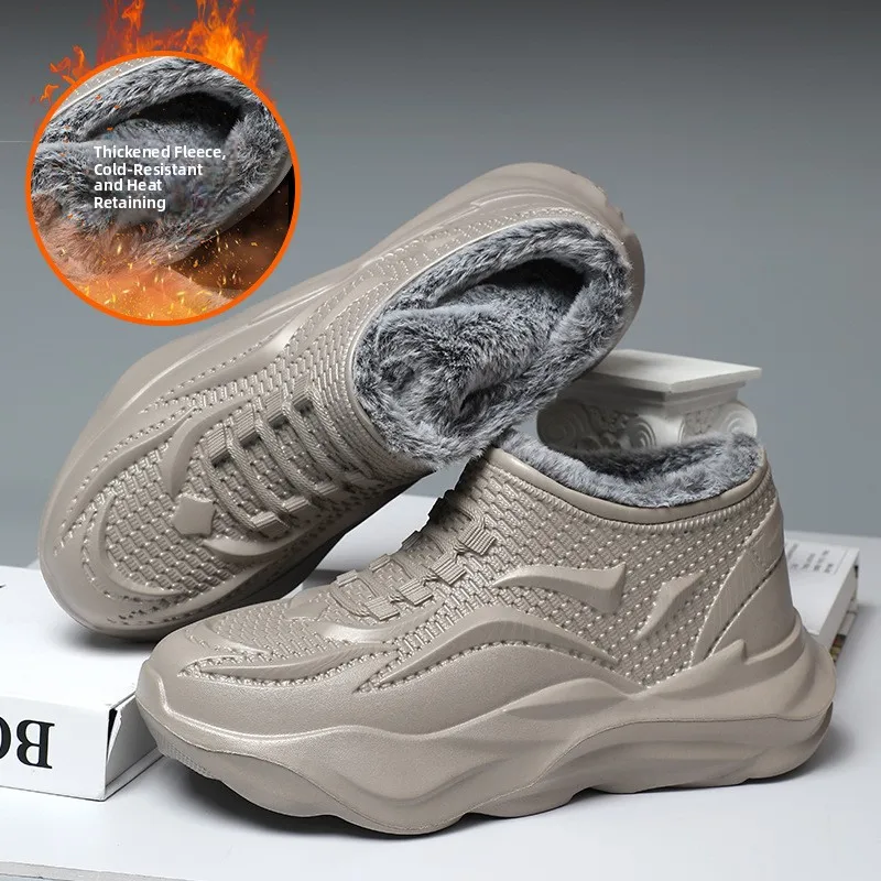 

Men's Winter Work Boots Slip-On Fce Lined Non-Slip Snow Boots Chef oes Thiened Warm Booties for Outdoor