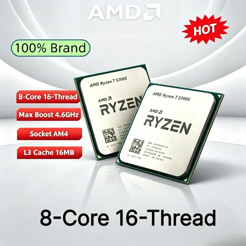 Ryzen 7 5700G AMD 100% Nuevo, CPU de 8 Núcleos y 16 Subprocesos, 16 MB de Caché L3, AMD R7 5700G 100% Nuevo, Socket AM4, Procesador de 4.6 GHz