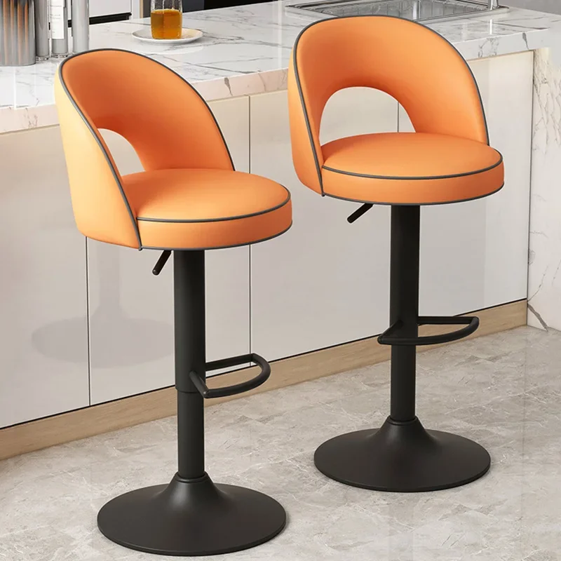 Portable Leather Bar Stool Adjustable Swivel Reception Desk Bar Chairs Modern Design Bar Tabureleri Barbershop Furniture