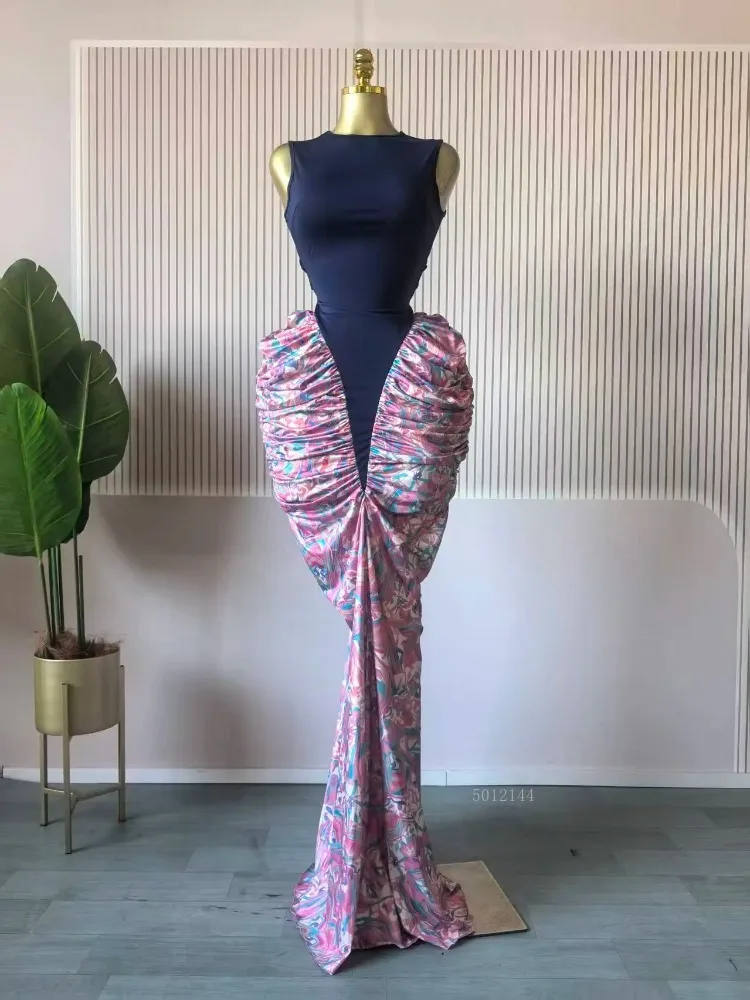 เดรสยาวทรงสโมค ผ้าพิมพ์ลาย แต่งระบาย ผูกเชือก แขนกุด สำหรับผู้หญิง เหมาะสำหรับวันหยุด ปาร์ตี้ งานวันเกิด ปี 2025