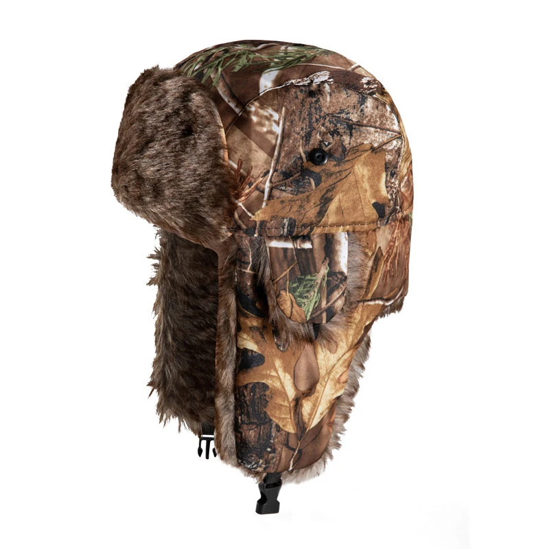 Colorful Unisex Earflap Hat Winter Warm Outdoor Flaps Ski Riding Hat For Women Men Comfort Fleece Camouflage Elderly Caps