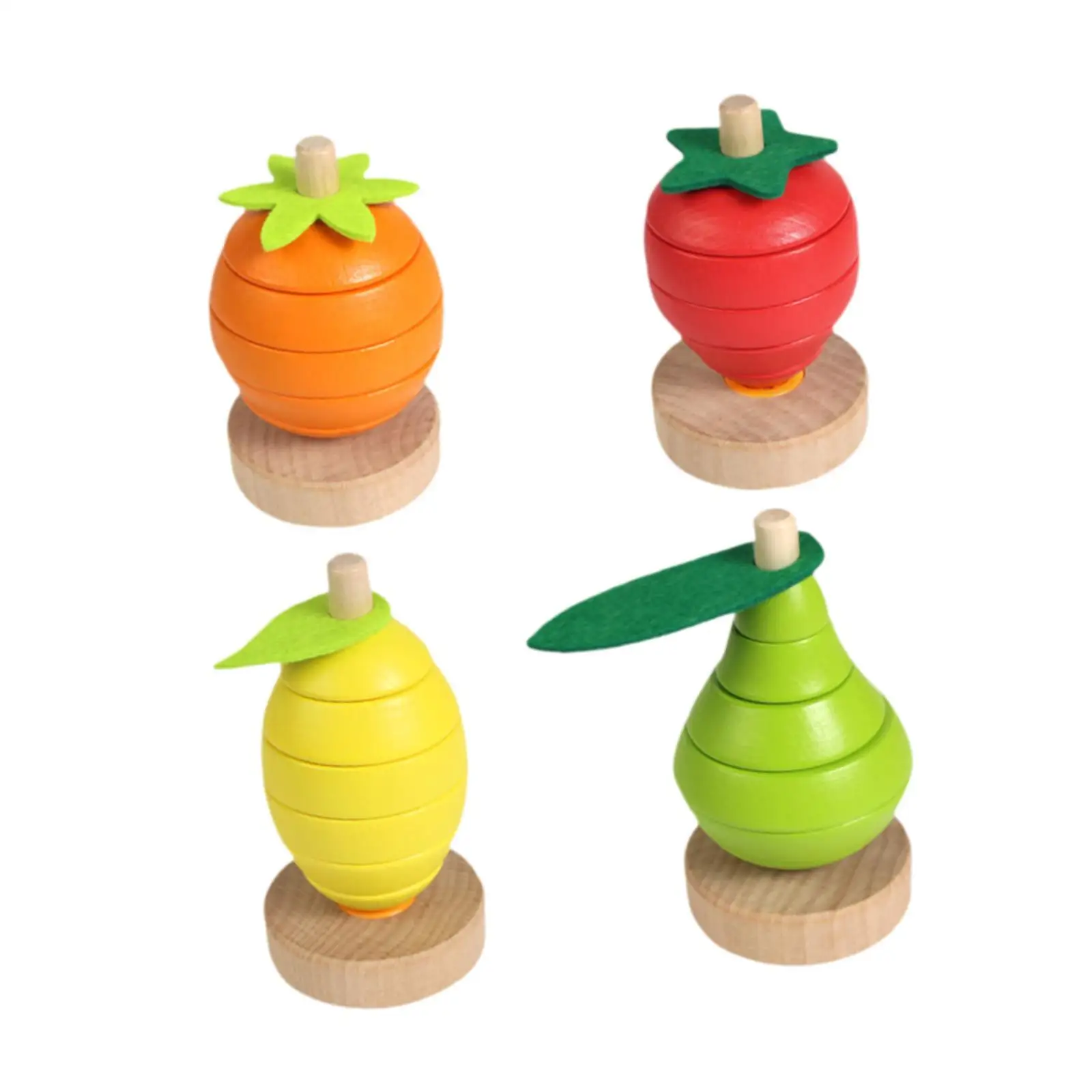 Wooden Fruit Stacking Toy Early Development Kids Recognition Preschool Sorting And Stacking Toys Fine Motor Skill