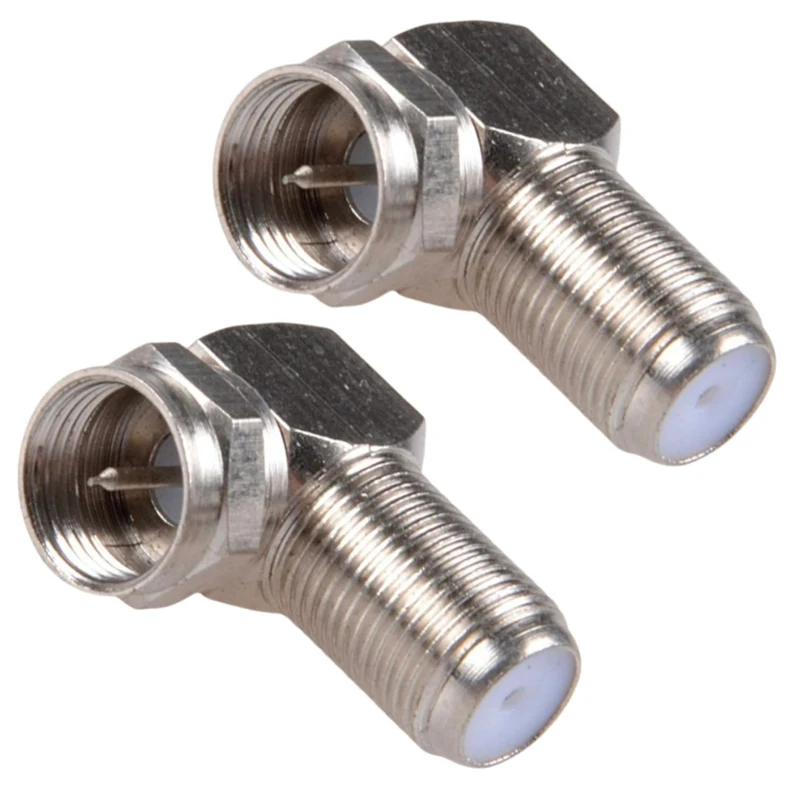 2Pcs RG6 F Type 90 Degree Coaxial Male to Female Cable Connector Adapter L Shape Plug for Wall Mounted TV, Modem, Wall Plate etc