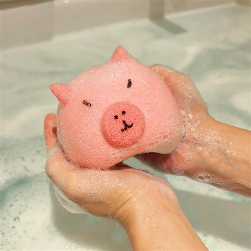 

Розовая губка для душа Capybara, шарики для ванной комнаты для мытья лица и растирания ванны, декор для ванной комнаты, милые подарки