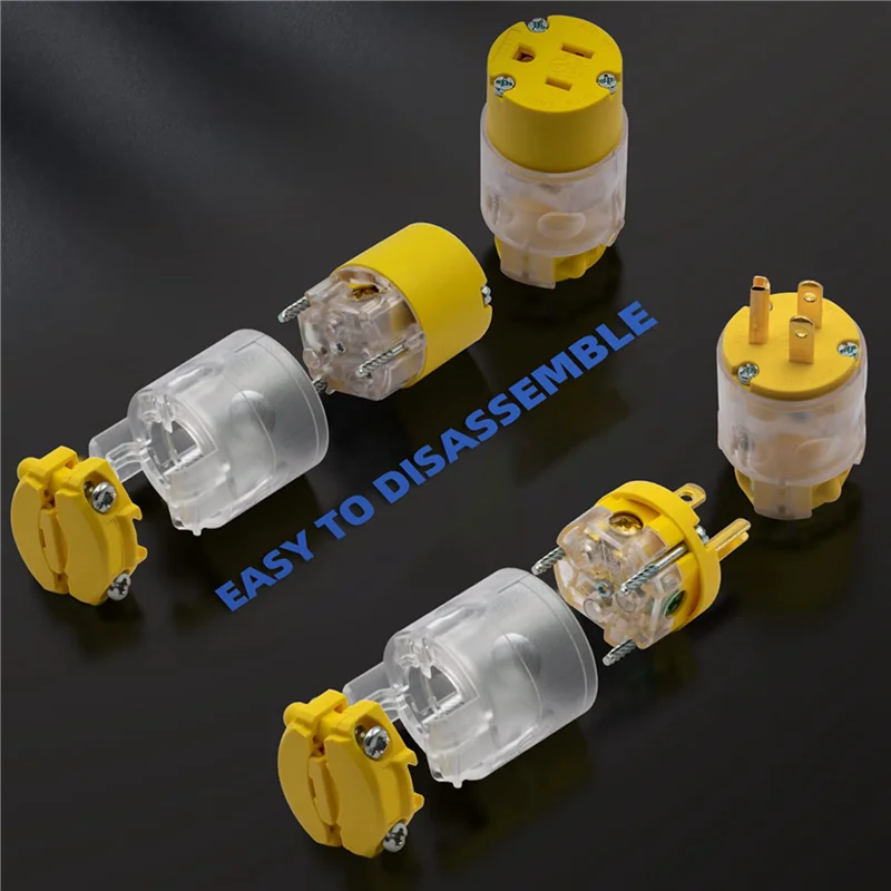 

ABFY-2X Lighted Straight Blade Electrical Plug And Connector Set 15 Amp 125 Volt NEMA 5-15P NEMA 5-15R Wire Grounding US Plug