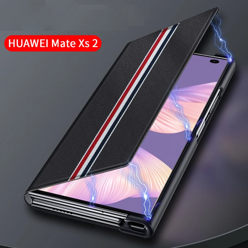 Magnetic Genuine Leather Case for Huawei Mate XS2 Smart Window XS 2 Phone Cover Capa Funda