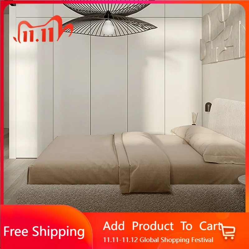 

Beauty Aesthetics Bed High Quality Cream Light Luxury Wedding Modern Bed Minimalist Aesthetics Princess Muebles Unique Furniture