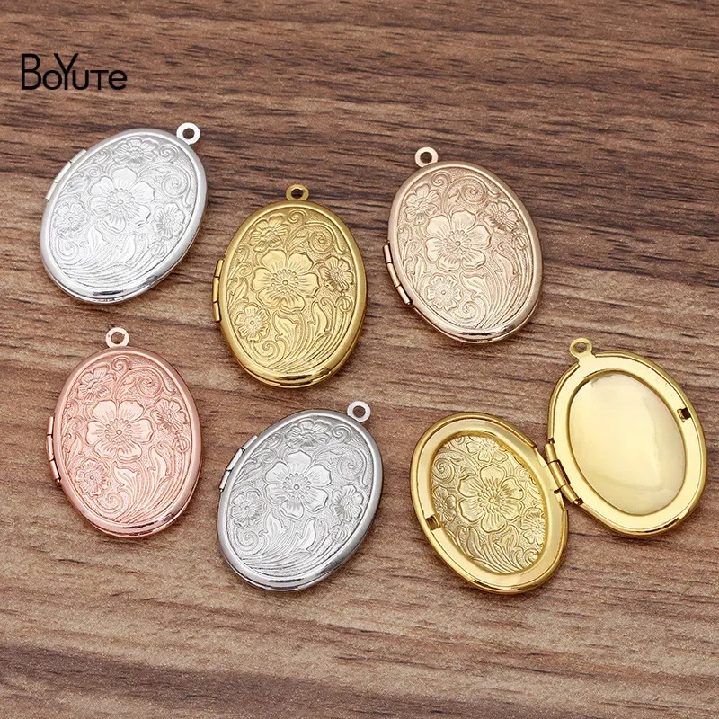 BoYuTe-Pendentif Médaillon Flottant Photo Ovale, Métal, Laiton, Matériel, Bijoux Vintage, Vente en Gros, 23x29mm, 10 Pcs par Lot