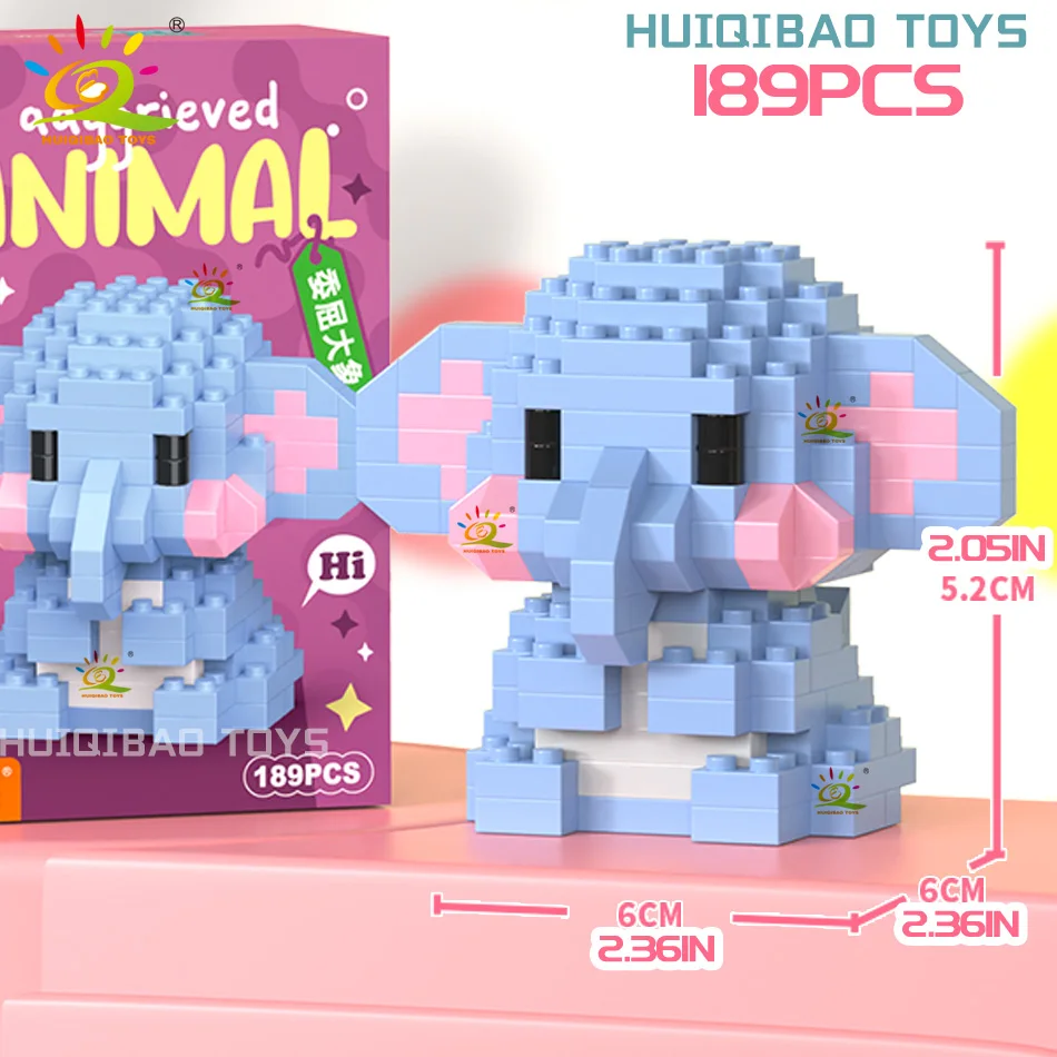 HUIQIBAO MINI Niedliches Haustier Tier Pinguin Modell Baustein Micro Set Stadt Cartoon Löwe Diamant Steine Lernspielzeug für Erwachsene