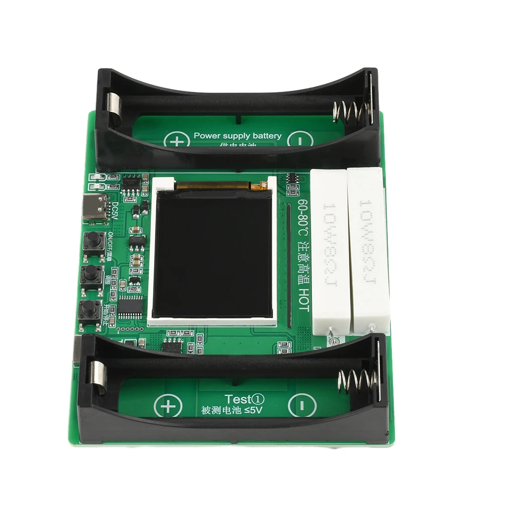 18650 Battery Capacity Tester  LCD Display 1A Charge/Discharge 1-9 Cycles DC 2-Wire Internal Resistance Tester Type-C for Flat Top Battery image 4