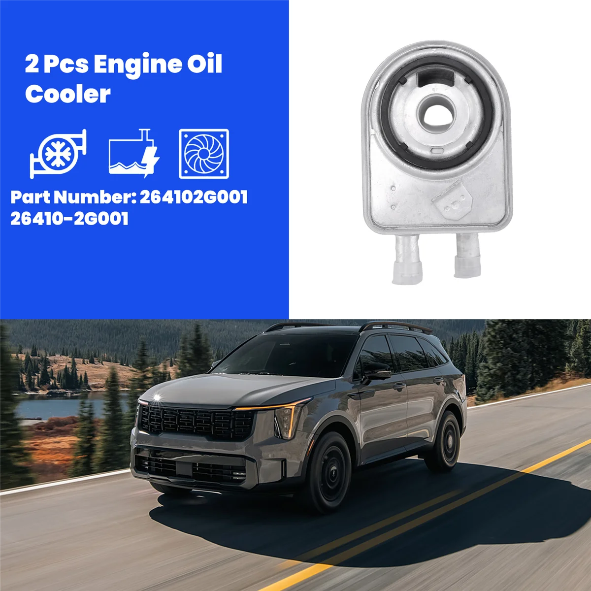 

M53K_2 Pcs Engine Oil Cooler for Kia Optima Sorento Sportage 2.0L 2.4L