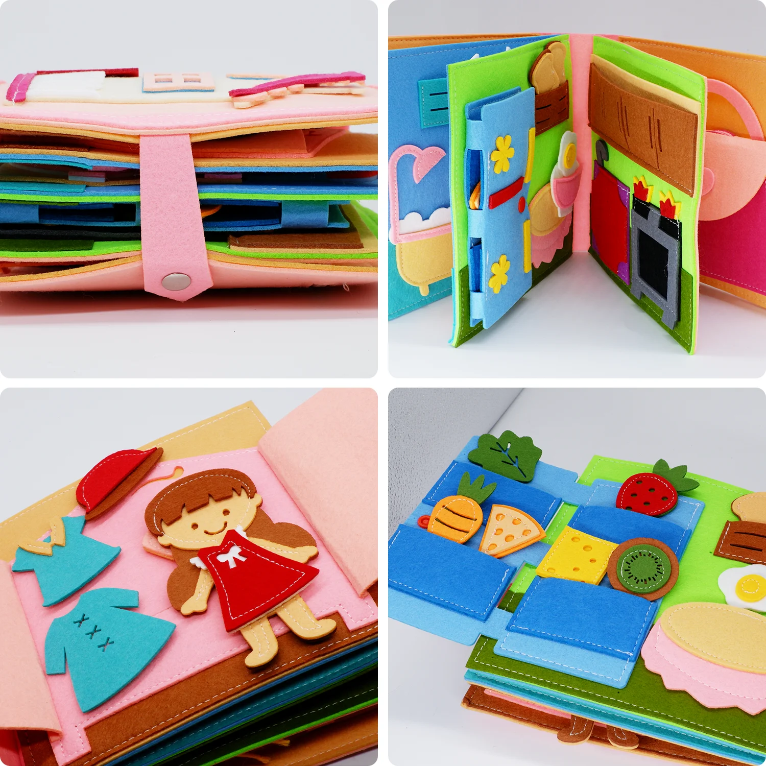 Montessori Quiet Books for Toddlers, Soft Activity Busy Book,Felt Cloth Book,Sensory Travel Toy with Learning Activities