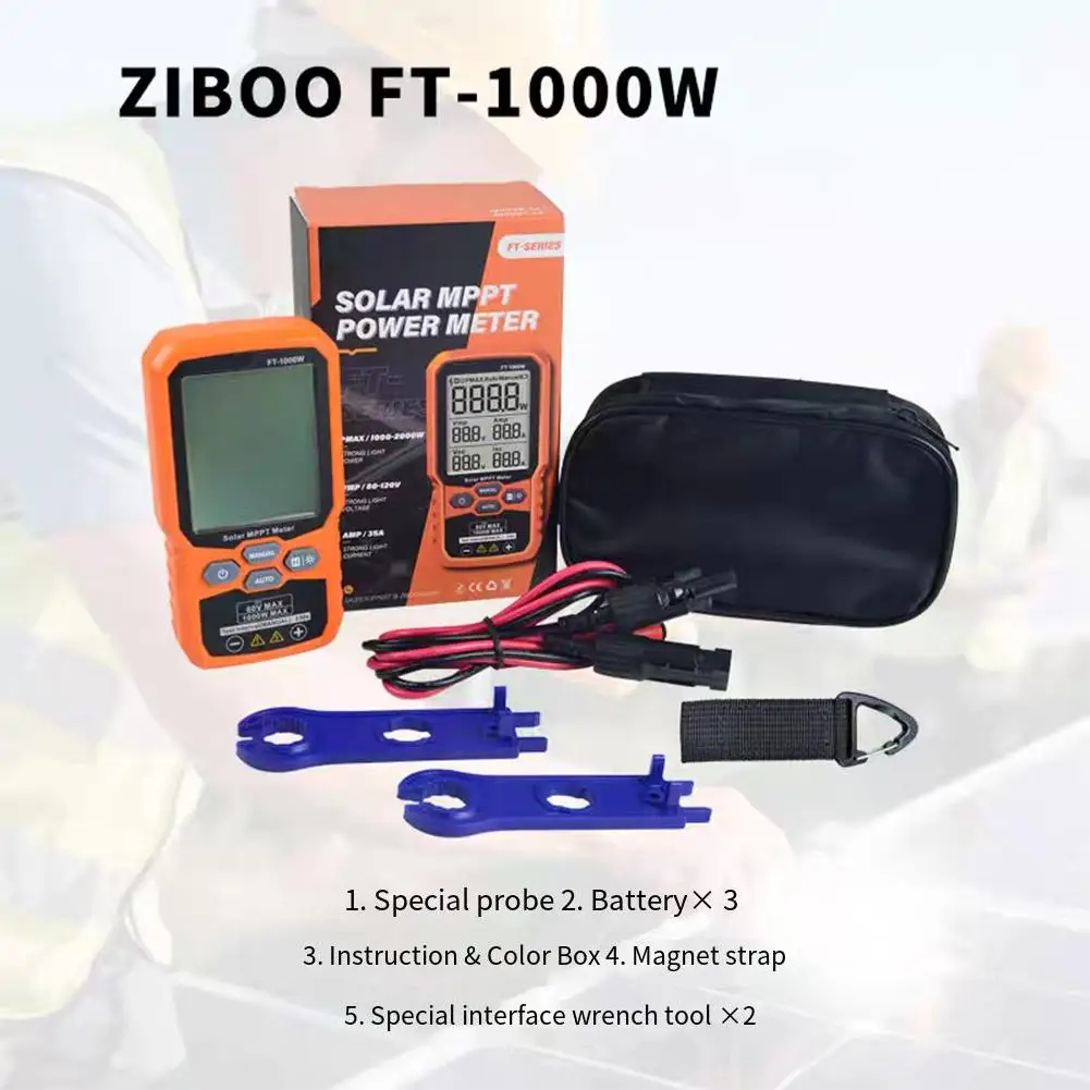 

Измеритель MPPT Solars FT-1000W, фотоэлектрический мультиметр, тестер фотоэлектрической мощности, инструменты для проверки напряжения и короткого замыкания