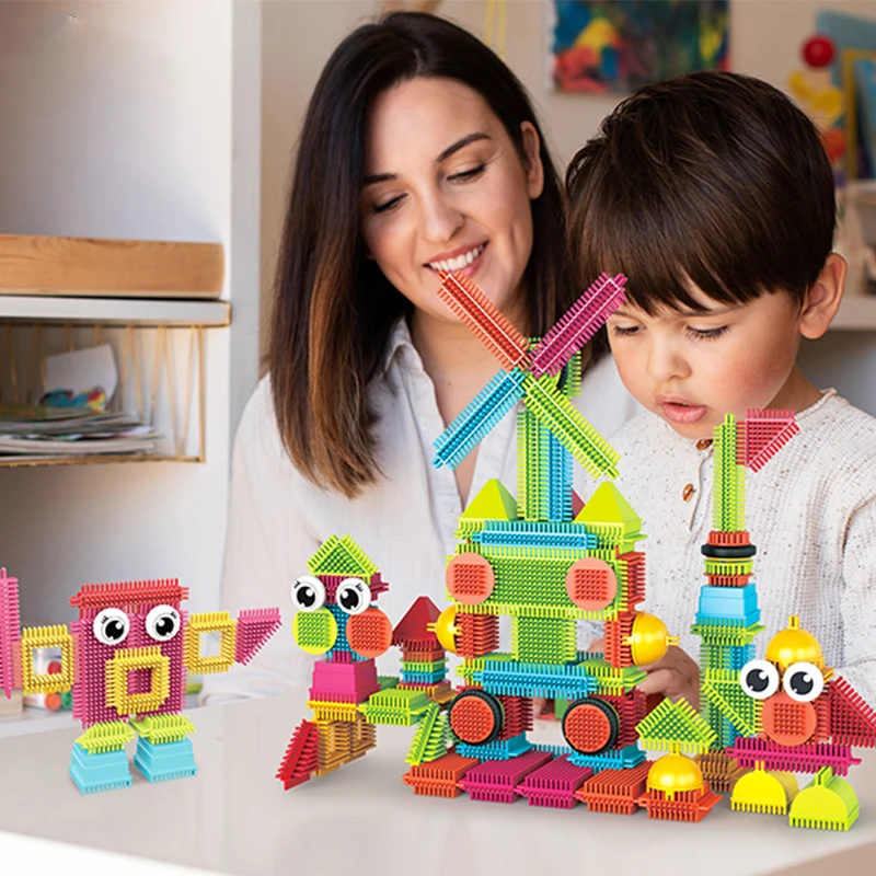 Building Block Children\'s Bristle Shape Intellectual Modeling Interactive Parent-Child Assembly Diy Educational Brick Toy