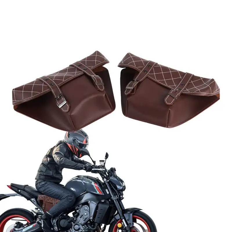 

2PCS Motorcycle Saddlebags Side Tool Bag PU Leather Luggage Saddle Bag Pouch Universal Motorcycle Accessories