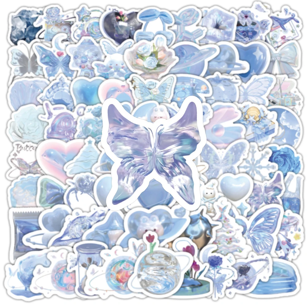 

10/30/50/100pcs Cute INS Blue Style Graffiti Stickers Aesthetic Art Decals Decorations DIY Phone Water Bottle Suitcase Sticker