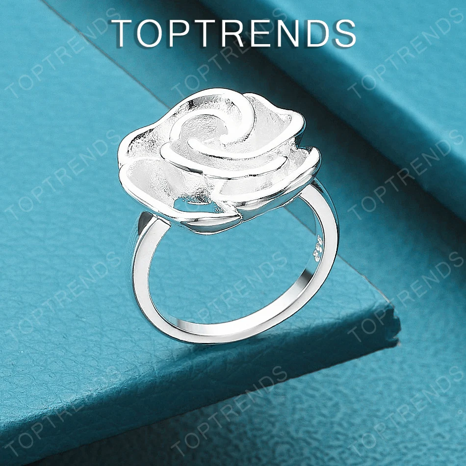 

Beautiful 925 Sterling Silver Flower Wedding Ring Valentine's Day Jewelry Gift Elegant Accessories For Women's Engagement Party
