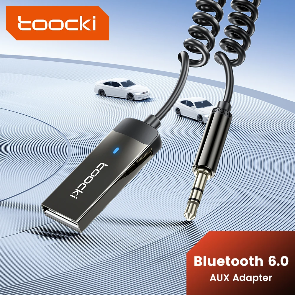 Toocki Bluetooth 6.0 Audio Reciver Transmitter for Car Noise Cancelling USB to 3.5mm Jack Car Aux Adapter Speaker Hands-free