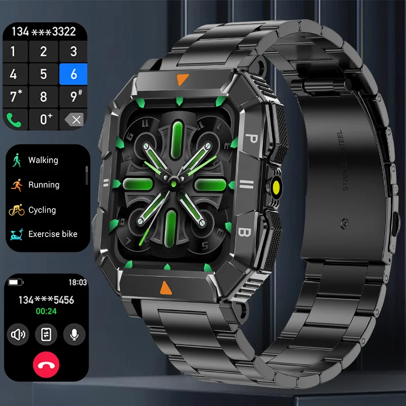 

2025 New LED Flashlight Men's Outdoor SmartWatch BluetoothCall HealthMonitoring Sports Waterproof Watch Suitable for Android iOS