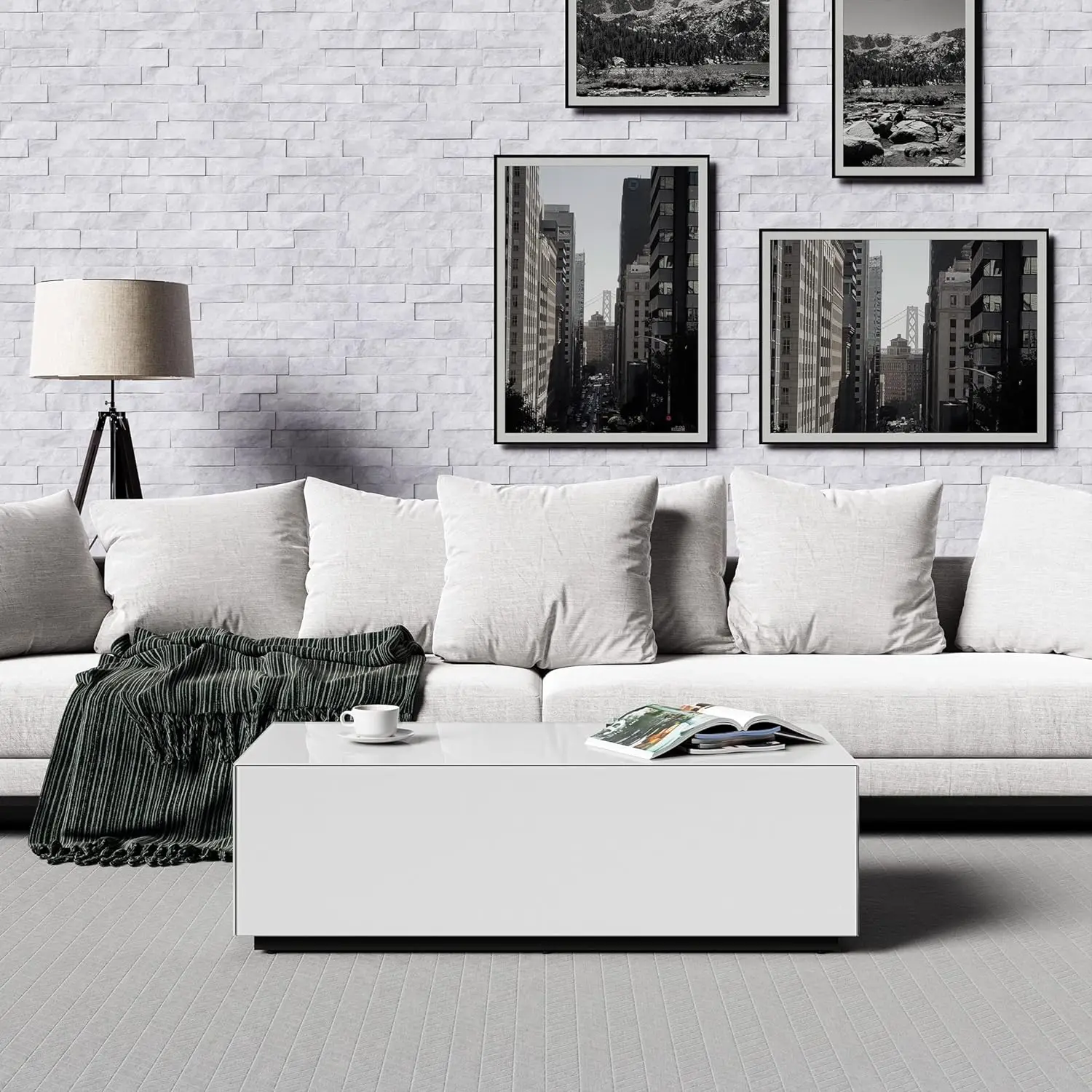 

Premium Tempered Glass Coffee Table - Fingerprint Resistant Luxury Center Table for Living Room - High Gloss Coffee Table