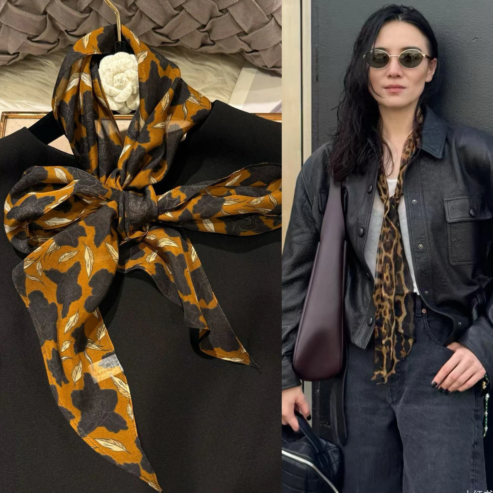 

Spring 100% Mulberry Silk Women's Scarf Ribbon for Hair Fall Winter Long Headscarves Female Summer Fashion Accessories 150*35cm