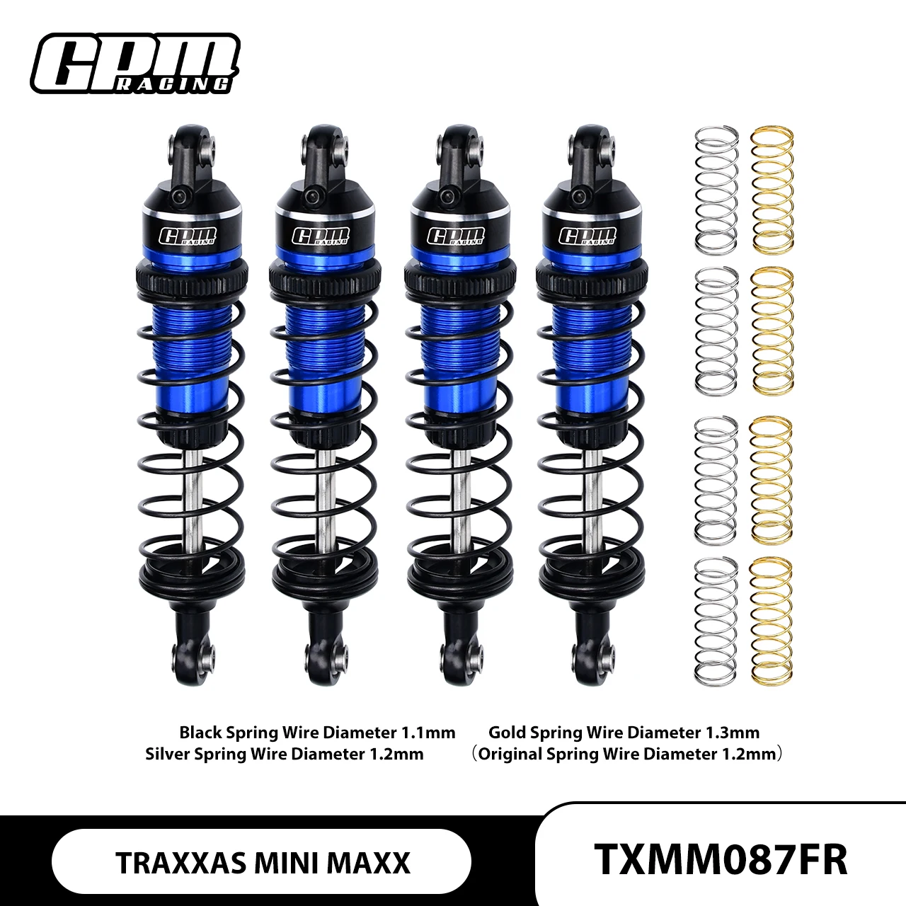GPM  Mini Maxx / Mini XRT-108076-1 TRAXXAS FOR 6061 ALLOY FRONT AND REAR ADJUSTABLE SPRING SHOCK 87MM