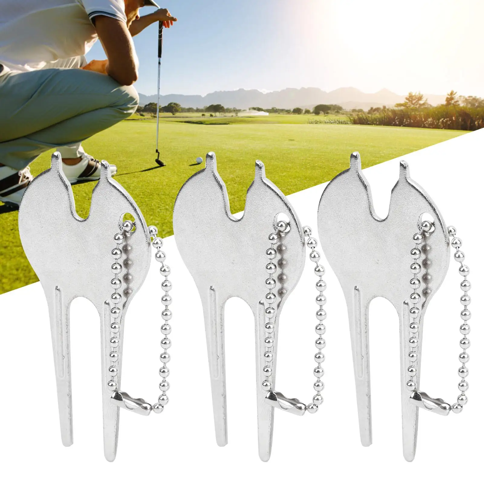 6 قطعة أداة جولف خضراء ديفت سبائك الزنك إصلاح الحديقة شوكة الكرة ماركر الملحقات للاعبي الغولف