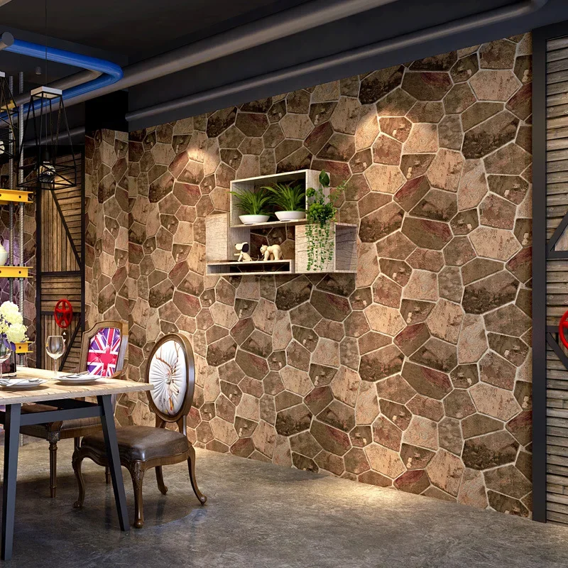 Fugu 3d Brick Stone Stone Pattern Art Stone Wallpaper Bar Hair Salon Coffee Restaurant Industrial Wind Wallpaper