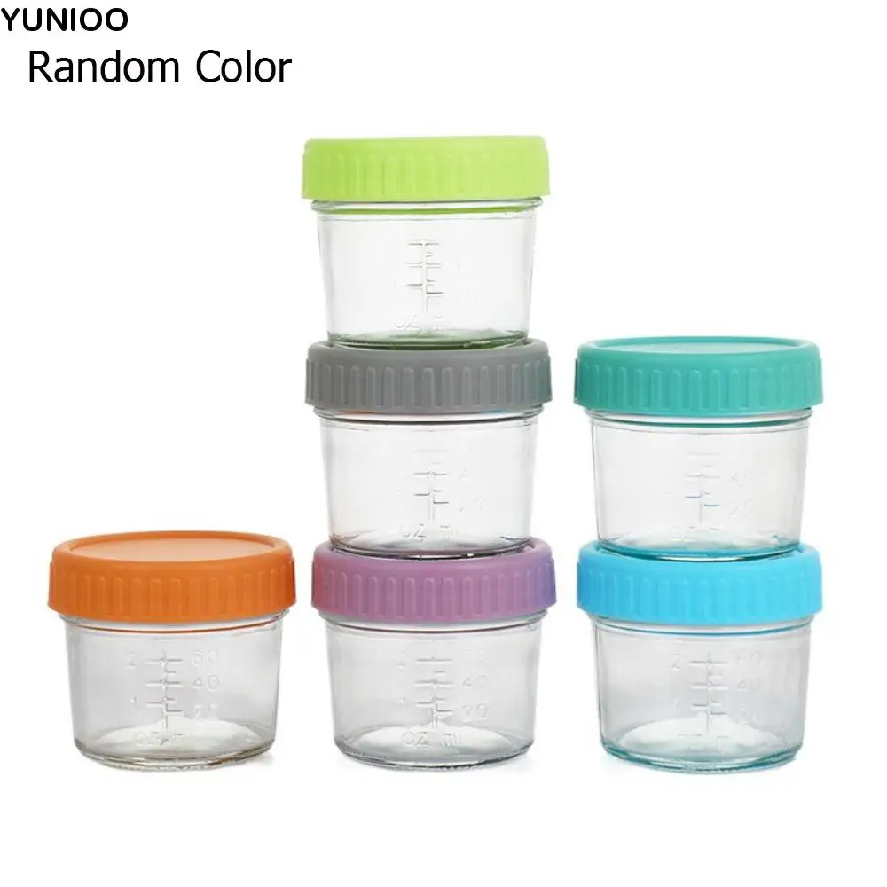 

6pcs Multipurpose Glass Baby Food Jar Reusable with Scale Dipping Sauce Cup Sealed with Lid Salad Dressing Container Cosmetic