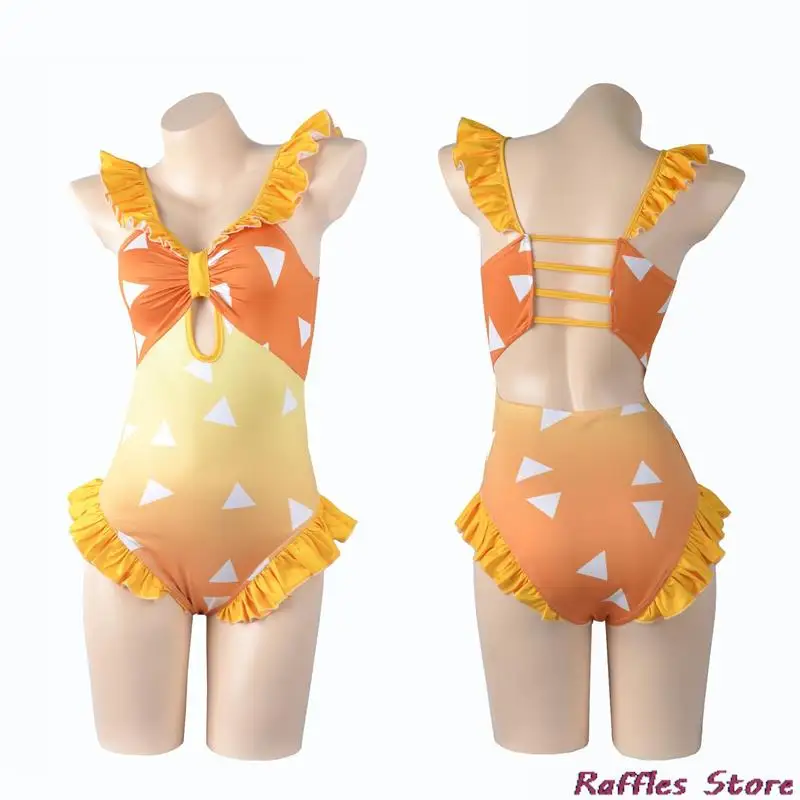 Anime Kamado Nezuko Cosplay Traje para Mulheres, Agatsuma Zenitsu, Tanjirou, Kochou Shinobu, Halloween Carnaval Swimsuit, Sexy Mulheres