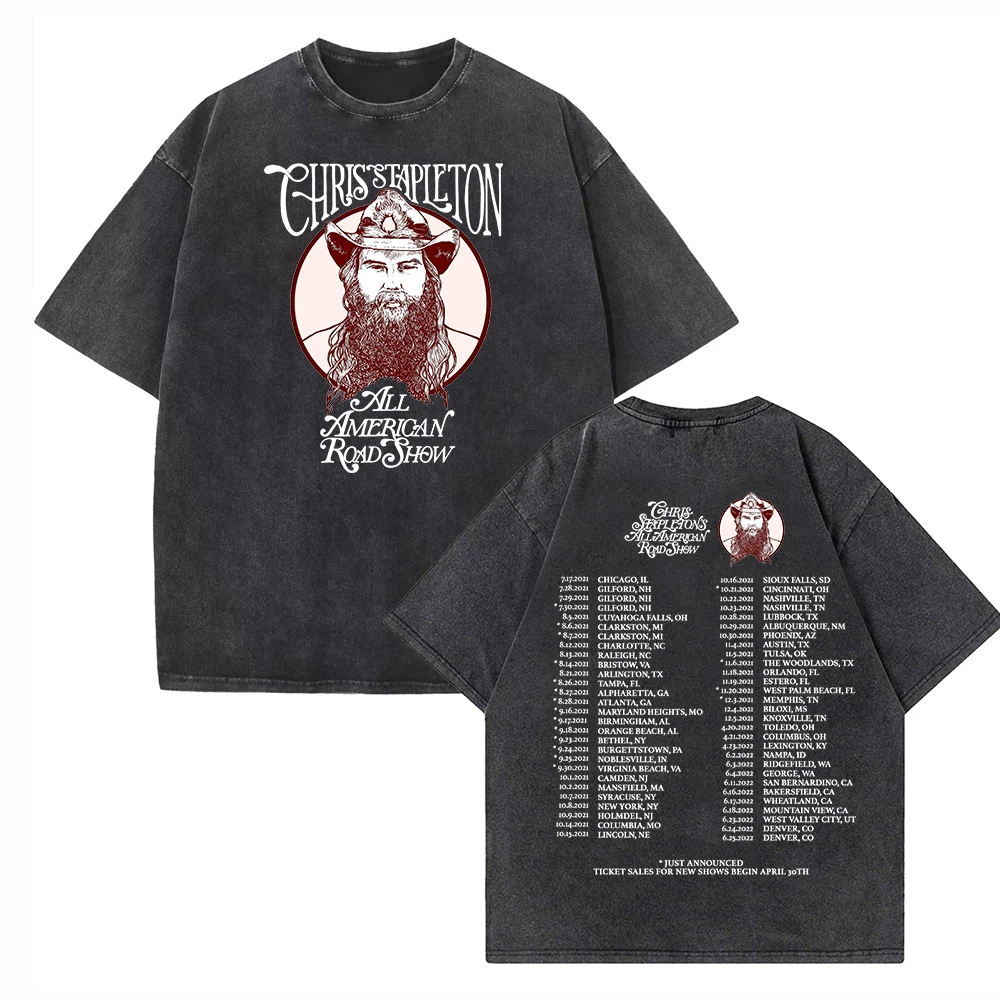 

Chris Stapleton All American Road 2024 Tour Shirts Harajuku O-Neck Cotton Vintage T-Shirts