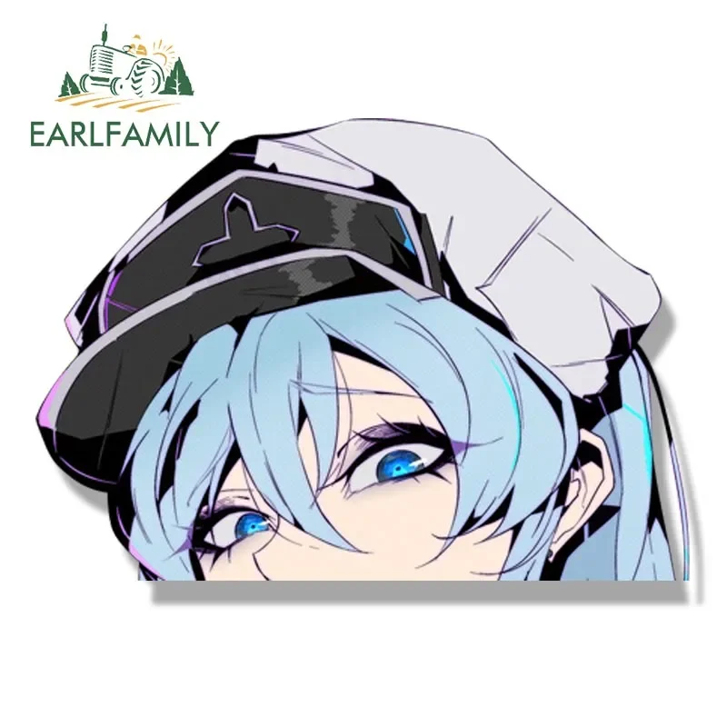 EARLFAMILY Tattoo Esdeath Fanart Car Sticker Anime Sketch Waifu Decal JDM Cartoon Peeker Girl Graffiti Stickers Car Styling view 5