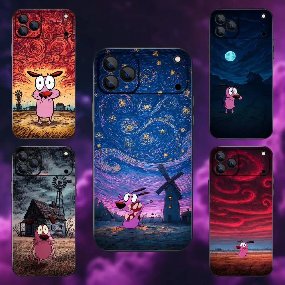 

C-court the C-Cowardly Dog Phone Case For iPhone 17,16,15,14,13,12,Pro,Max,Plus,E,SE4,Air,Mini Black Soft Box