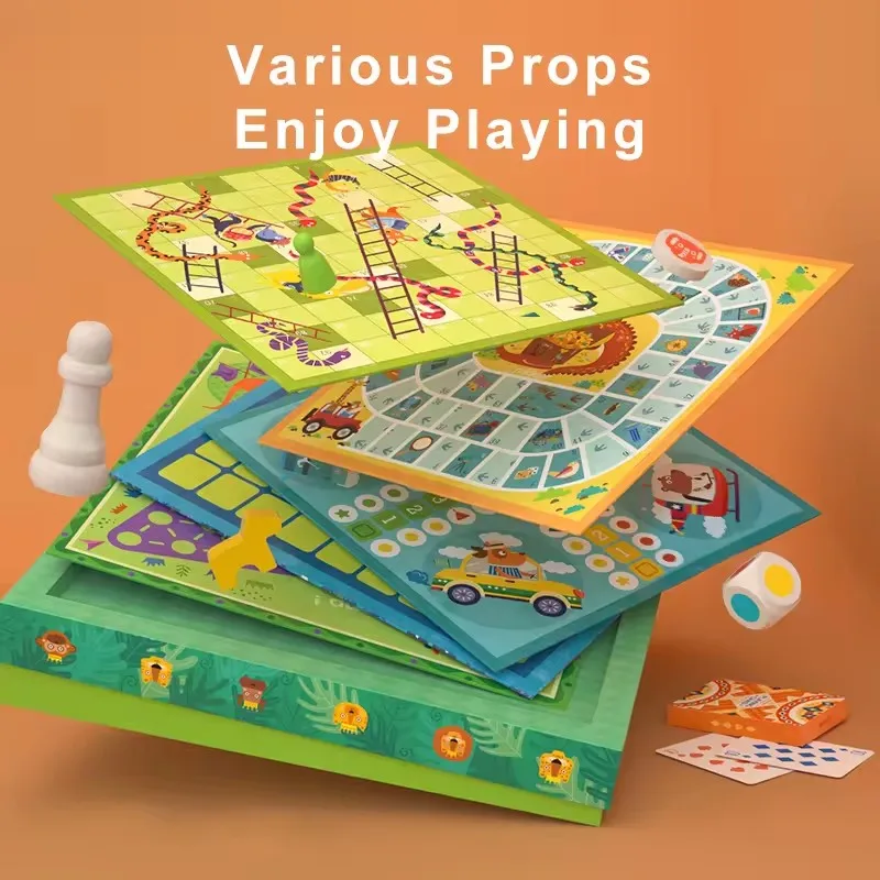 Mideer 32-IN-1 Classic Board Games Multiplayer For Party Family Ludo Checkers Chess Children Educational Toys For Kids 3Y+