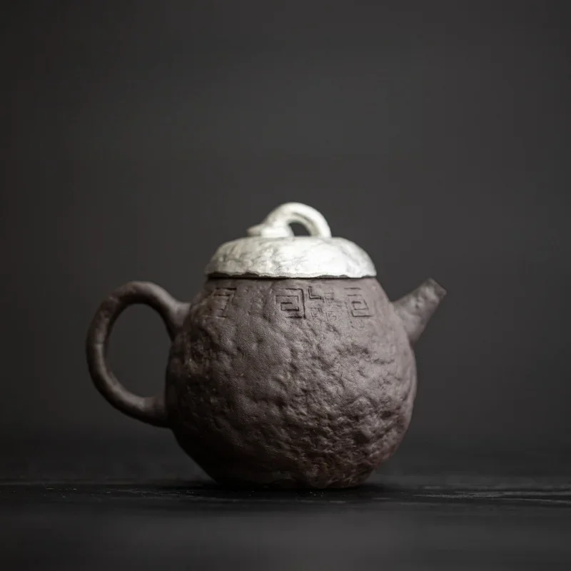 

Black Gilded Silver Japanese Style Teapot Kettle Coarse pottery Tea Making Device Tea Infuser Tea Kettle Chinese Small Pot