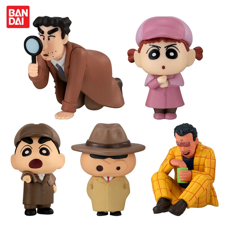 Bandai Original Gashapon Crayon Shin-chan Nohara Hiroshi Detective Anime Action Figure Toys For Boys Girls Kids Birthday Gifts