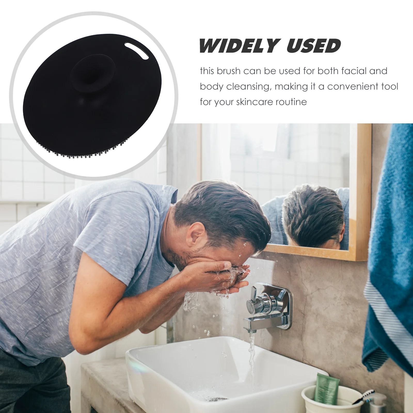 

Silicone Facial Cleaning Brush Black Body Wash Tool Soft Exfoliating Cleanser Face Scrubber Skincare Routine Dirt Oil Impurities