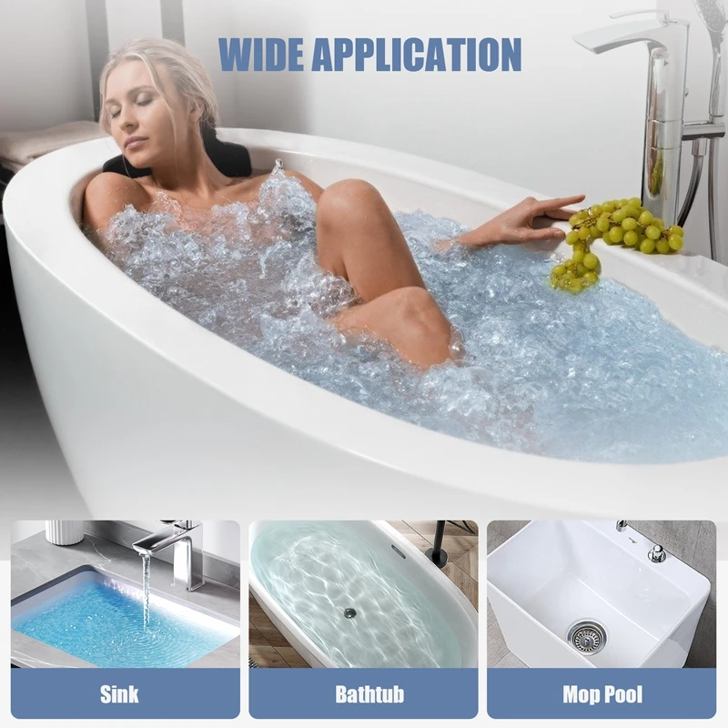 TKOH-2 In 1 Bathtub Stopper With Drain Hair Catcher, Anti-Clogging Tub Stopper With Dual Filtration, For 1.4-2.0In Drain Hole