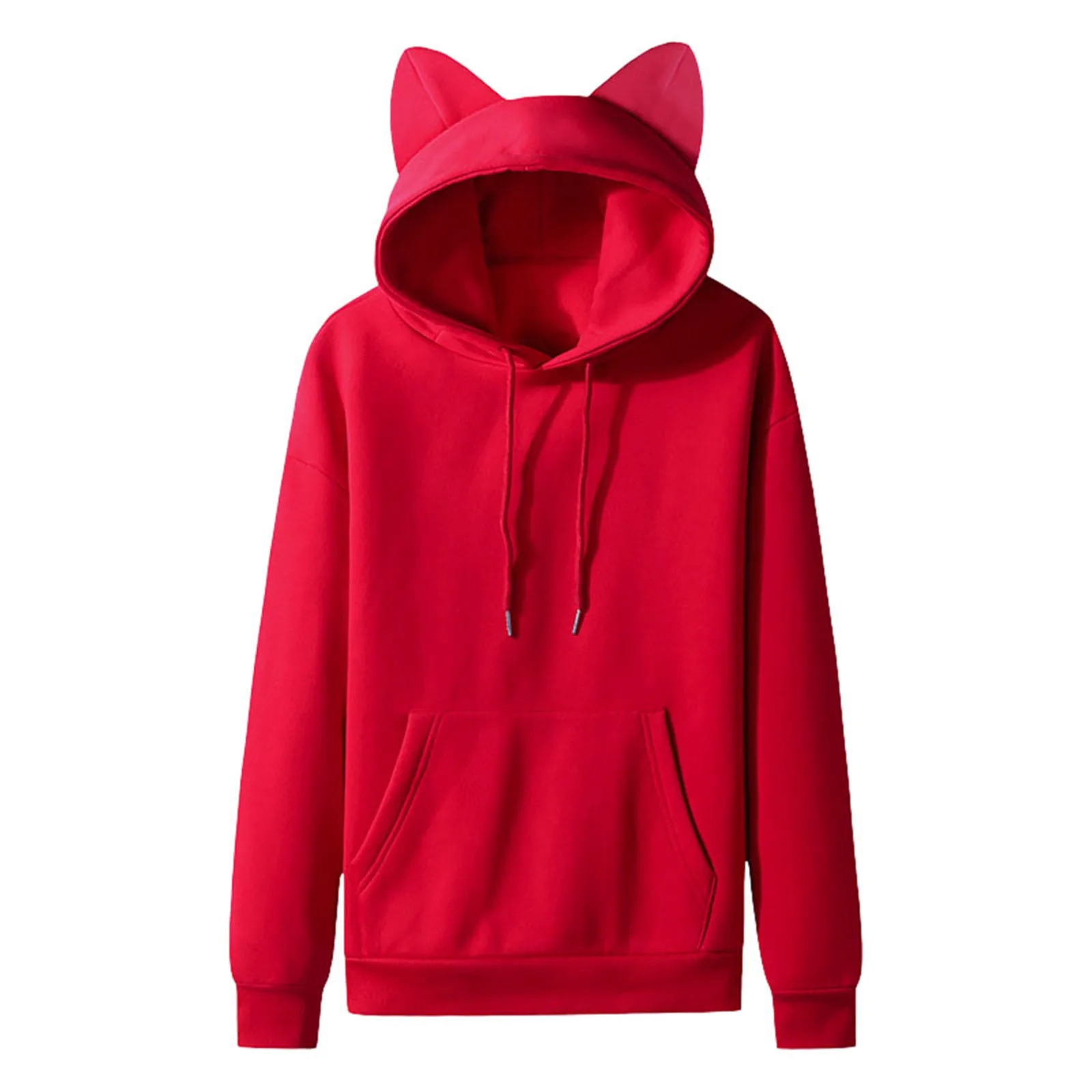 Cat Ears Hoodie Women Black Kawaii Long Sleeve Autumn Winter Hooded Sweatshirt Gothic Streetwear Loose Casual Hood Pullover Coat