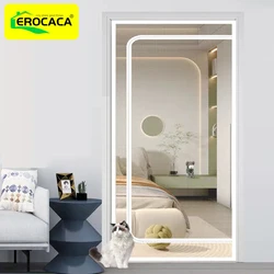 EROCACA Zipper Reinforced Cat Fiberglass Door Screen Up & Left Opening Shape Curtain Anti-mosquito Mesh Screen for Living Room