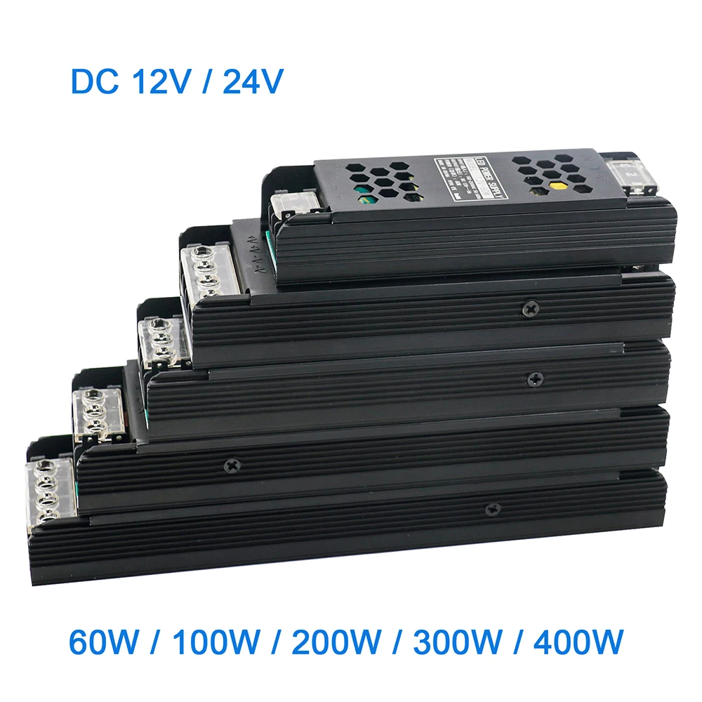 Transformator zasilający LED AC na DC 12V 24V 60W 100W 200W 300W 400W Sterownik LED Super cienki konwerter A/D do taśmy świetlnej LED