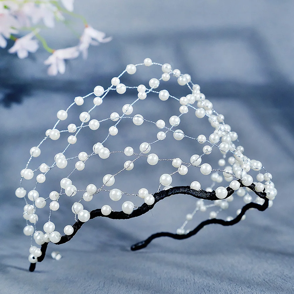 

Pearl Headband Exquisite Wedding Bridal Hairband Elegant Tiara Romantic Bride Decor Pearl Headpiece Headband with Pearls