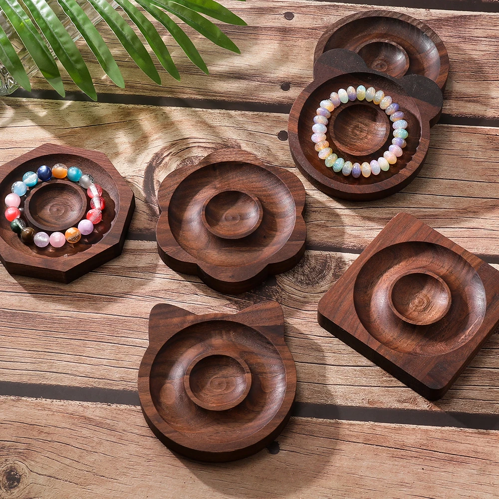 

1pc Wooden Beading Tray Board Beaded Display Rack for Jewelry Plate Jewelry Rack Bracelet Disk Craft Necklace Beading Findings